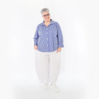 Damen Hose Lagenlook Viskose Weiß, Ballonschnitt, aufgesetzte Taschen, Oversize große Größen – AKH Basics