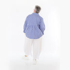 Damen Hose Lagenlook Viskose Weiß, Ballonschnitt, aufgesetzte Taschen, Oversize große Größen – AKH Basics