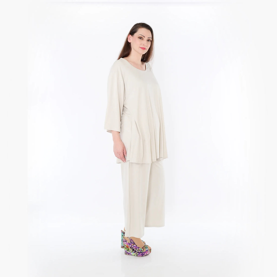  AKH Fashion Bigshirt in Glocken-Form, aus Viskose, 1233.01892, Beige, Ausgefallen, Zeitlos