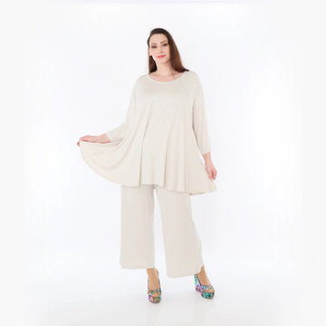  AKH Fashion Bigshirt in Glocken-Form, aus Viskose, 1233.01892, Beige, Ausgefallen, Zeitlos