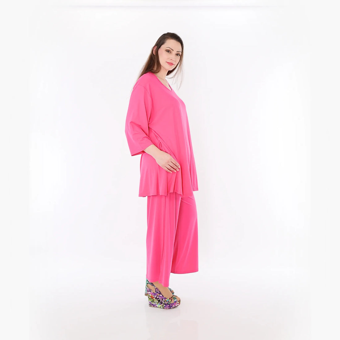  AKH Fashion Bigshirt in Glocken-Form, aus Viskose, 1233.01892, Fuchsia, Ausgefallen, Zeitlos