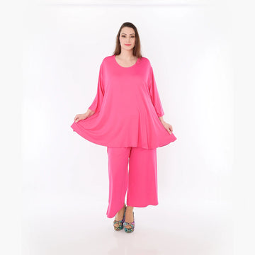  AKH Fashion Bigshirt in Glocken-Form, aus Viskose, 1233.01892, Fuchsia, Ausgefallen, Zeitlos