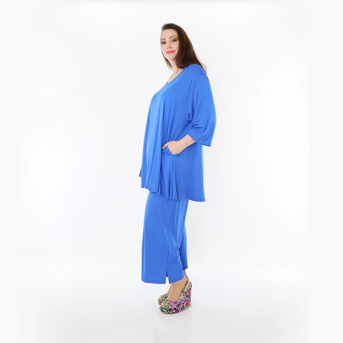  AKH Fashion Bigshirt in Glocken-Form, aus Viskose, 1233.01892, Royalblau, Ausgefallen, Schick