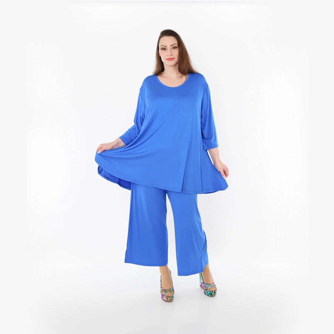  AKH Fashion Bigshirt in Glocken-Form, aus Viskose, 1233.01892, Royalblau, Ausgefallen, Schick