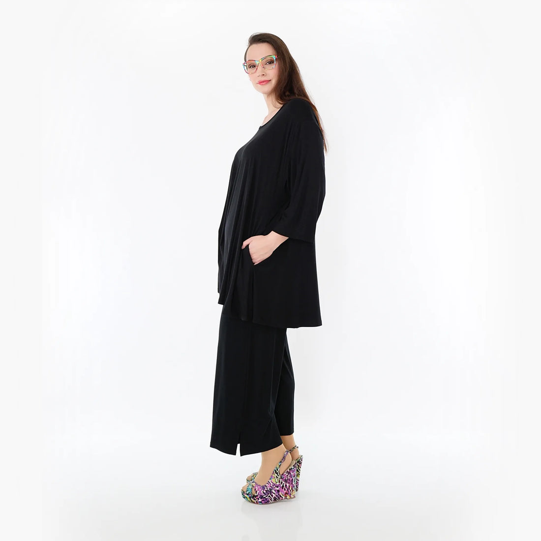  AKH Fashion Bigshirt in Glocken-Form, aus Viskose, 1233.01892, Schwarz, Ausgefallen, Zeitlos