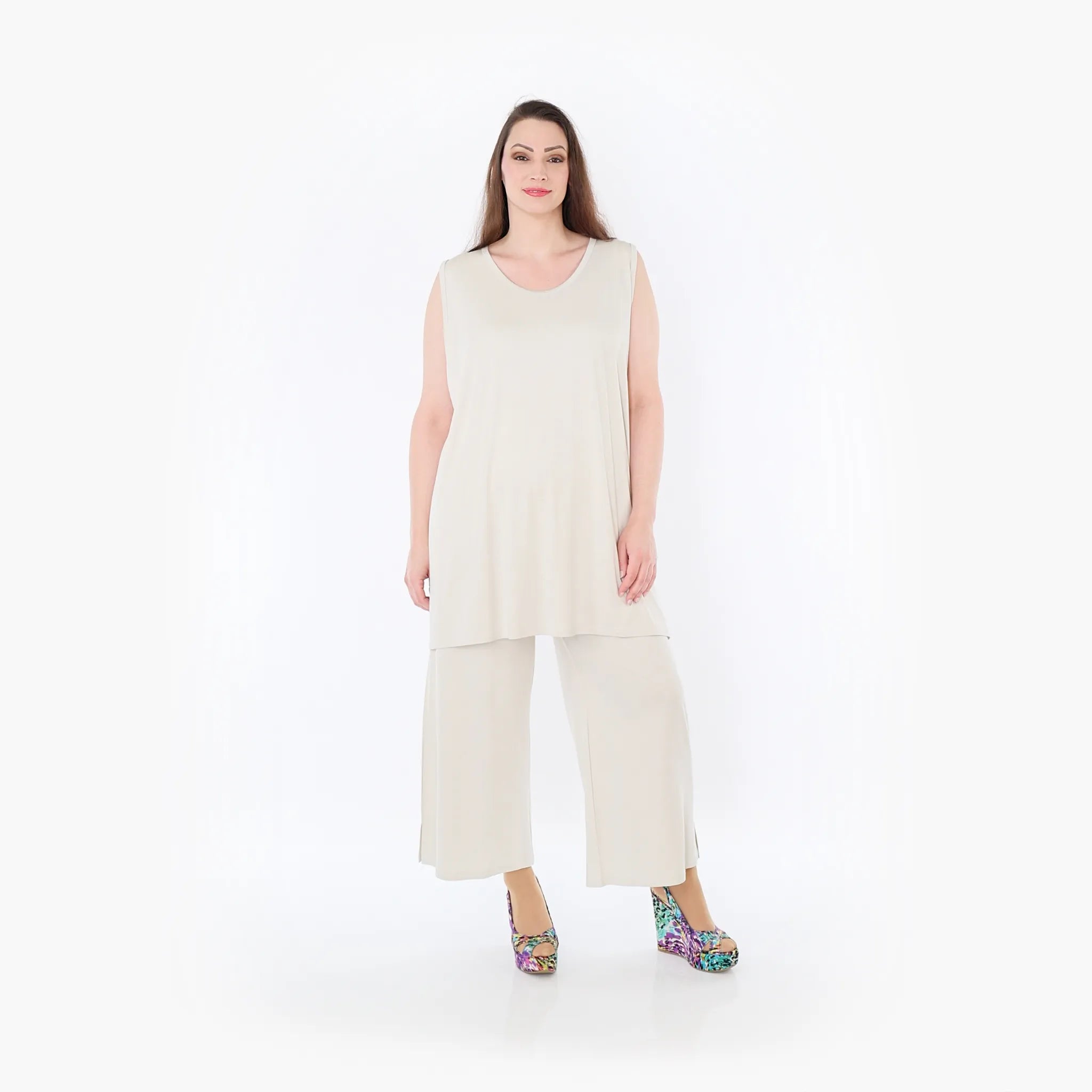  AKH Fashion Hose in gerader Form, aus Viskose, 1233.00225, Beige, Ausgefallen, Zeitlos