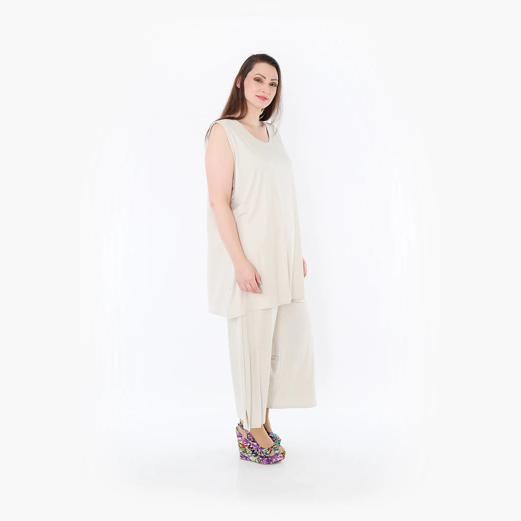  AKH Fashion Hose in gerader Form, aus Viskose, 1233.00225, Beige, Ausgefallen, Zeitlos