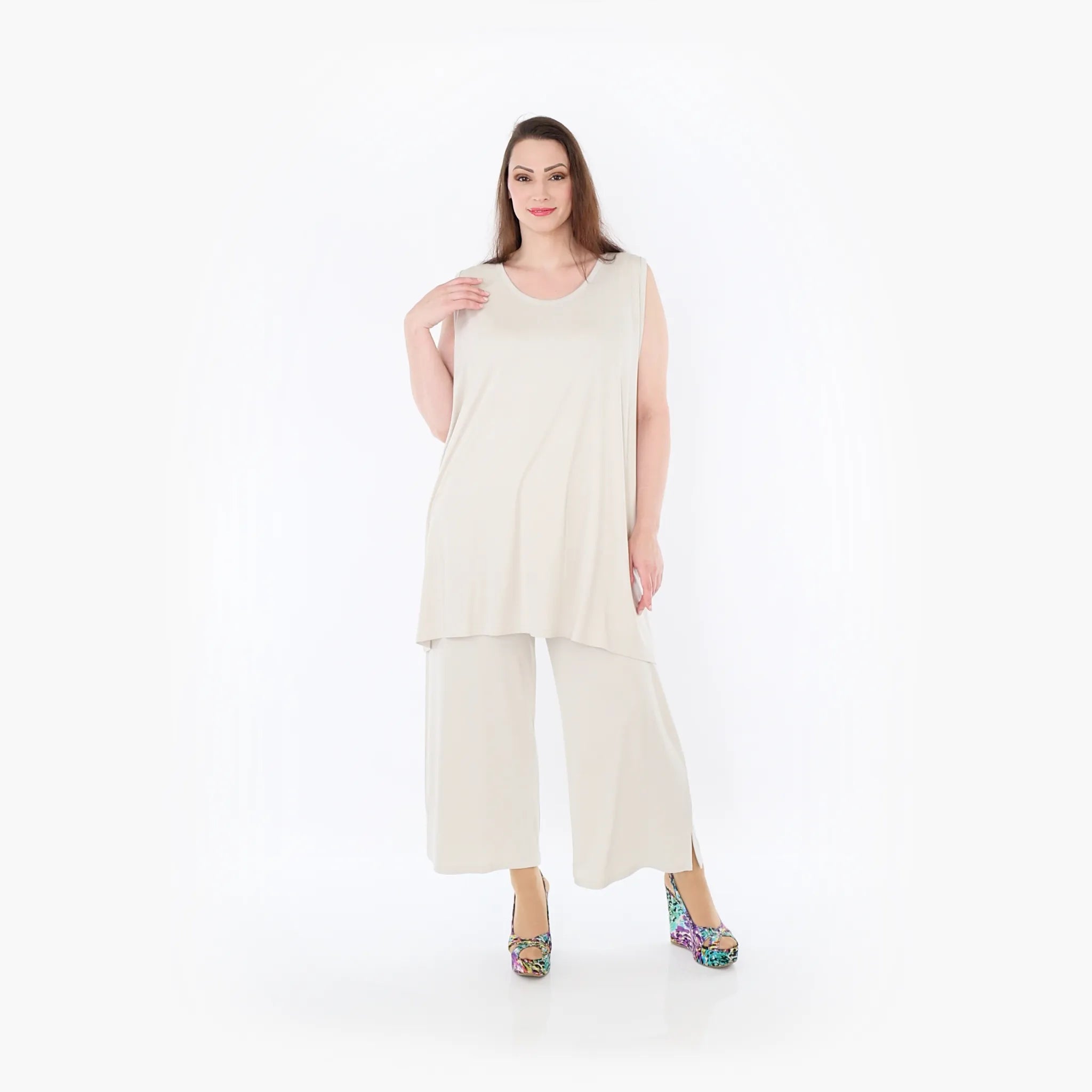  AKH Fashion Hose in gerader Form, aus Viskose, 1233.00225, Beige, Ausgefallen, Zeitlos