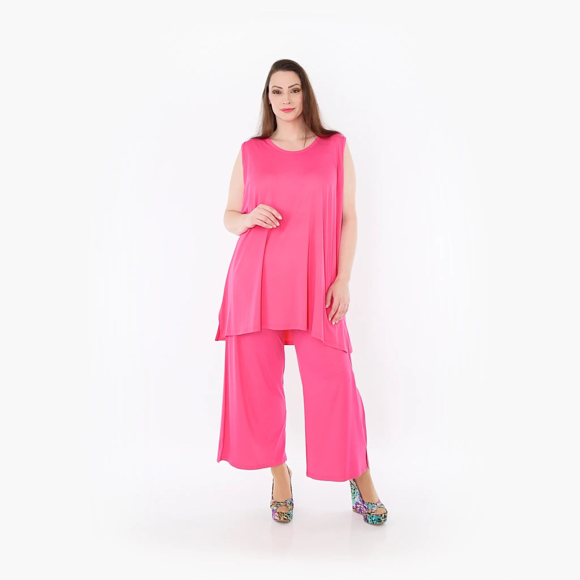  AKH Fashion Top in gerader Form, aus Viskose, 1233.06675, Fuchsia, Ausgefallen, Zeitlos