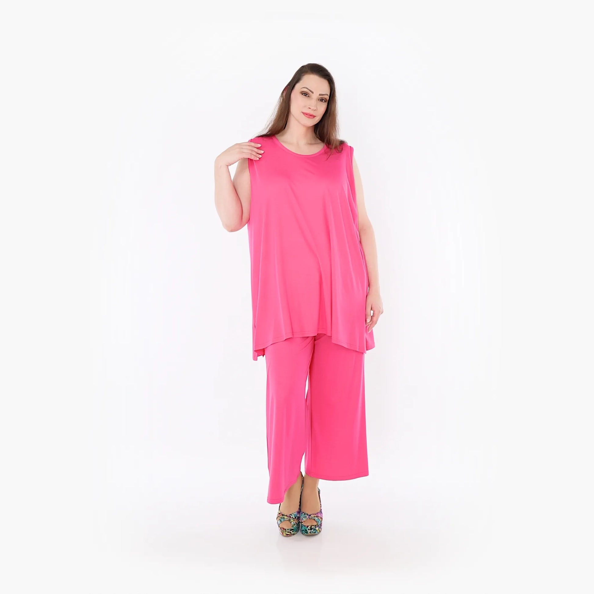  AKH Fashion Top in gerader Form, aus Viskose, 1233.06675, Fuchsia, Ausgefallen, Zeitlos