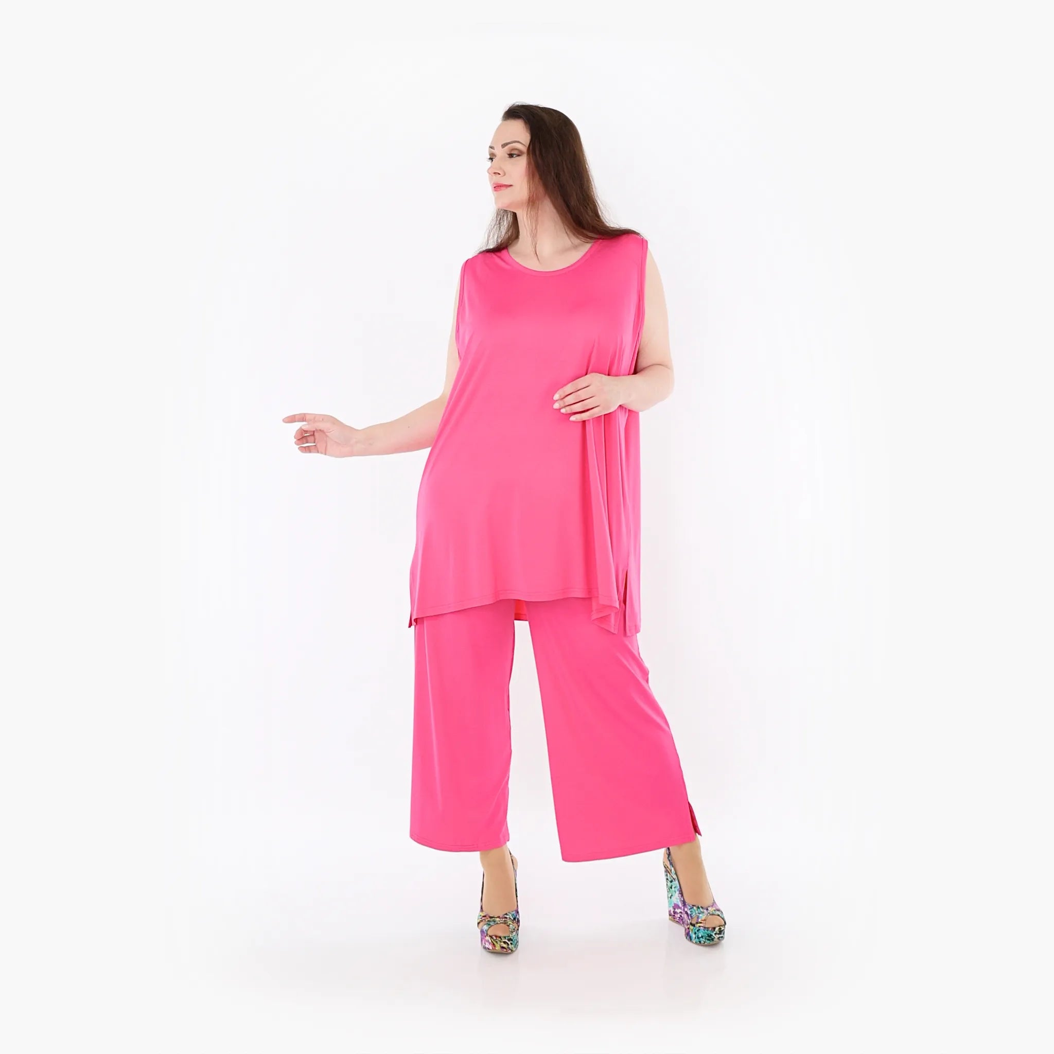  AKH Fashion Top in gerader Form, aus Viskose, 1233.06675, Fuchsia, Ausgefallen, Zeitlos