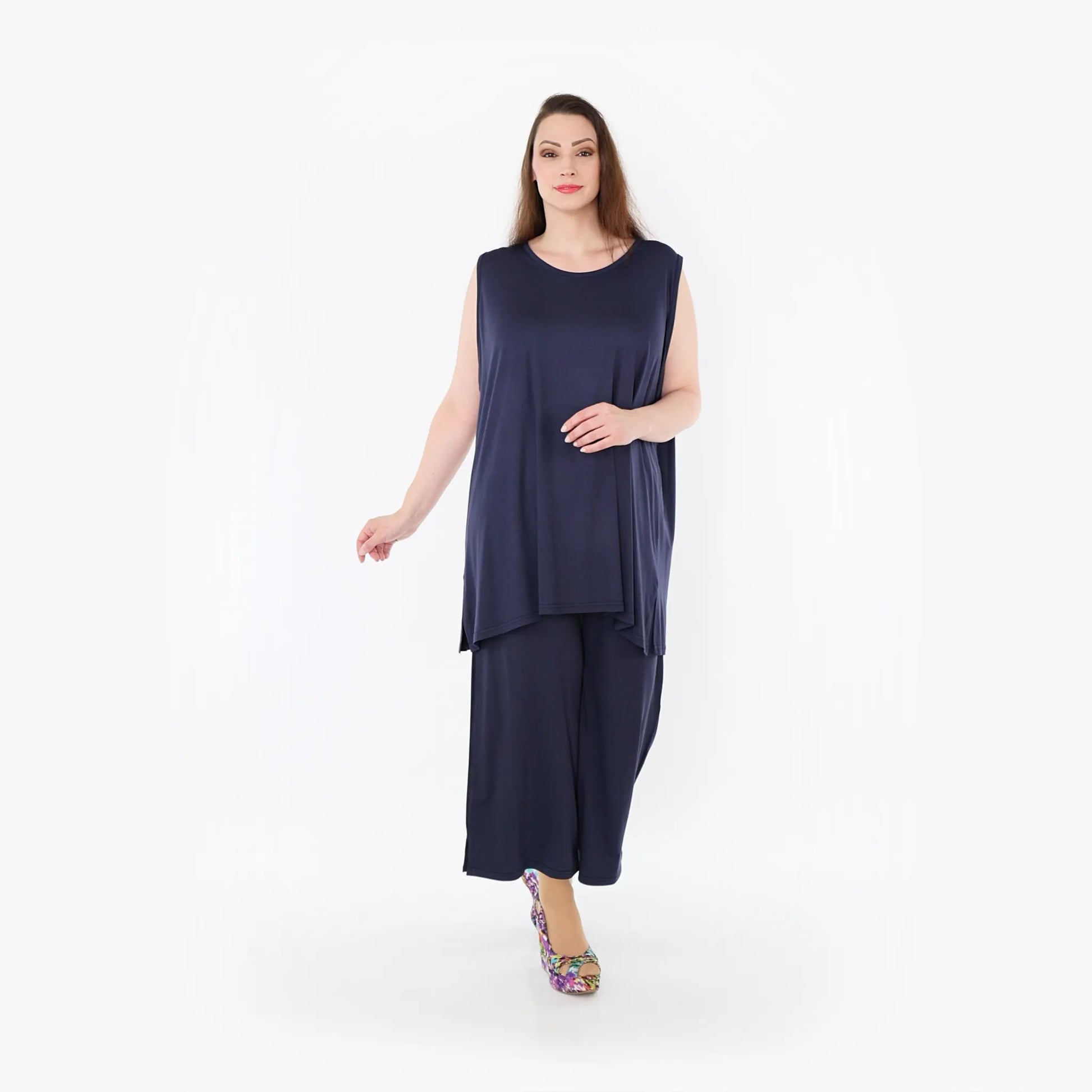  AKH Fashion Top in gerader Form, aus Viskose, 1233.06675, Marine, Ausgefallen, Zeitlos