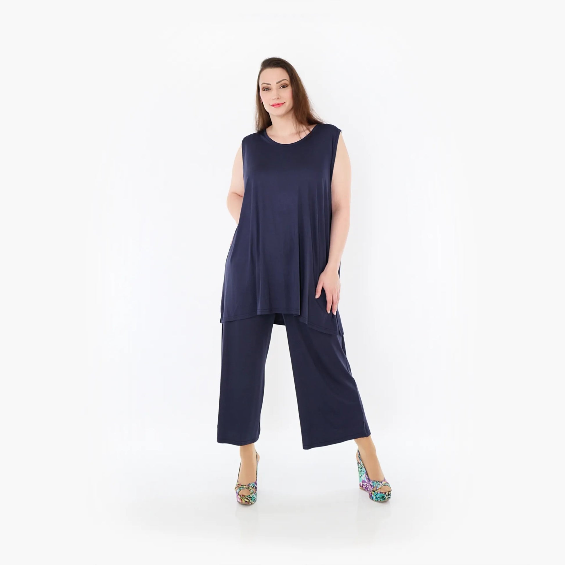  AKH Fashion Top in gerader Form, aus Viskose, 1233.06675, Marine, Ausgefallen, Zeitlos