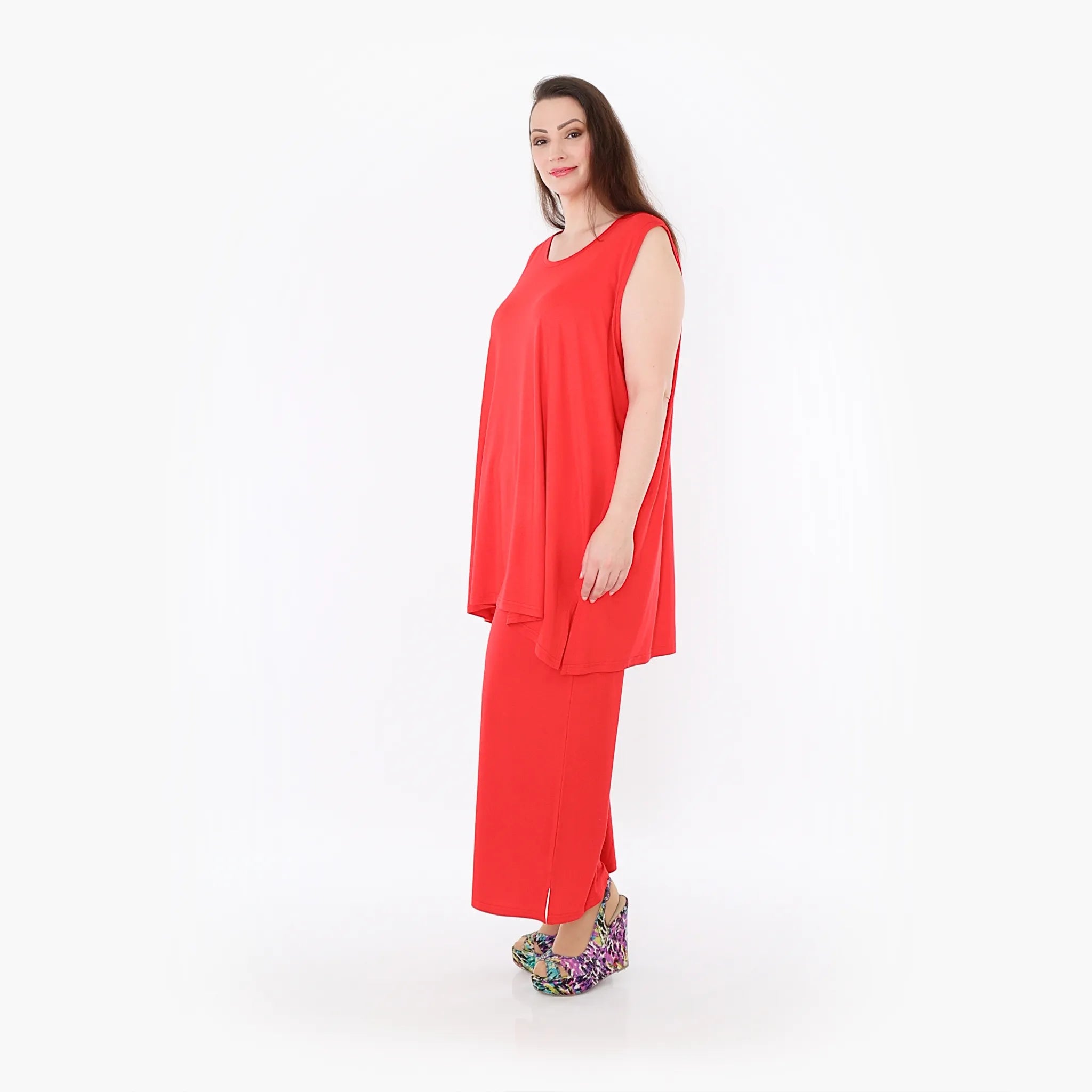  AKH Fashion Hose in gerader Form, aus Viskose, 1233.00225, Rot, Ausgefallen, Zeitlos
