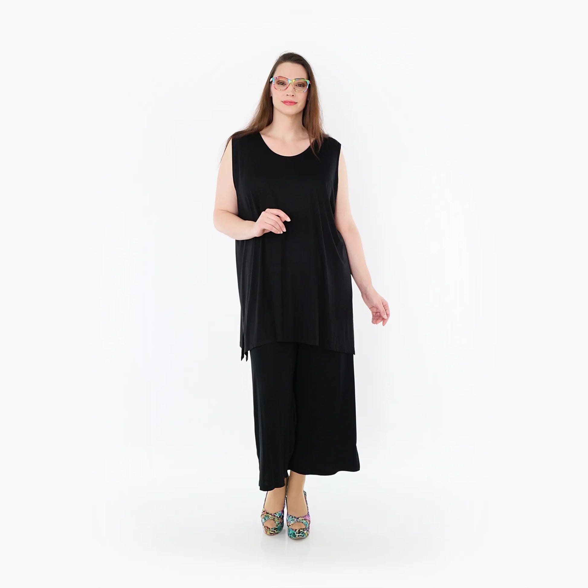  AKH Fashion Top in gerader Form, aus Viskose, 1233.06675, Schwarz, Ausgefallen, Zeitlos