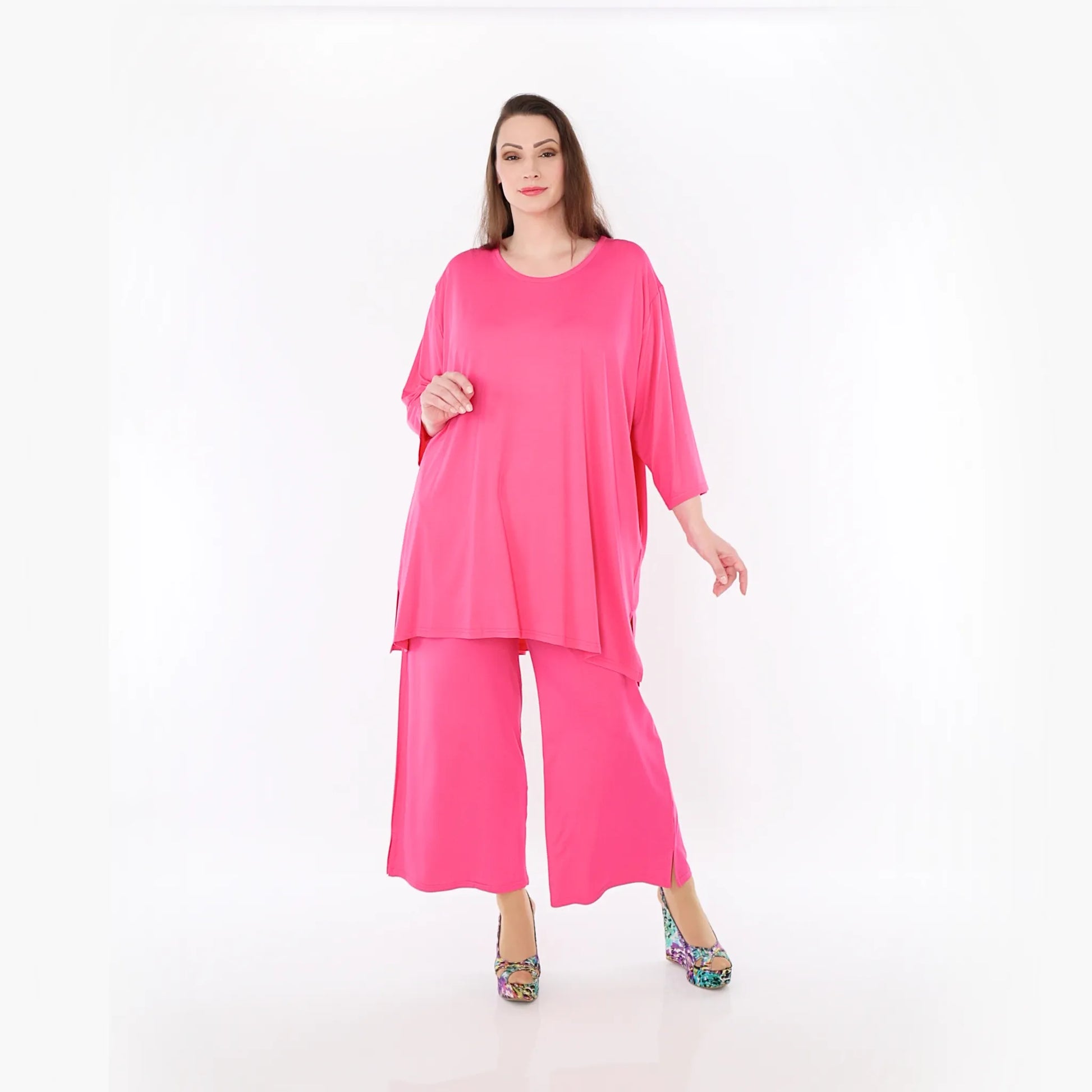  AKH Fashion Bigshirt in gerader Form, aus Viskose, 1233.07054, Fuchsia, Ausgefallen, Zeitlos