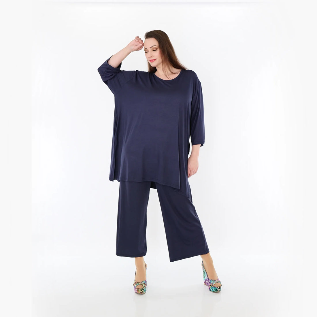  AKH Fashion Bigshirt in gerader Form, aus Viskose, 1233.07054, Marine, Ausgefallen, Zeitlos