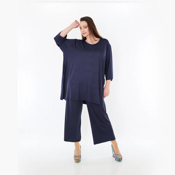  AKH Fashion Bigshirt in gerader Form, aus Viskose, 1233.07054, Marine, Ausgefallen, Zeitlos