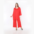 AKH Fashion Bigshirt in gerader Form, aus Viskose, 1233.07054, Rot, Ausgefallen, Zeitlos