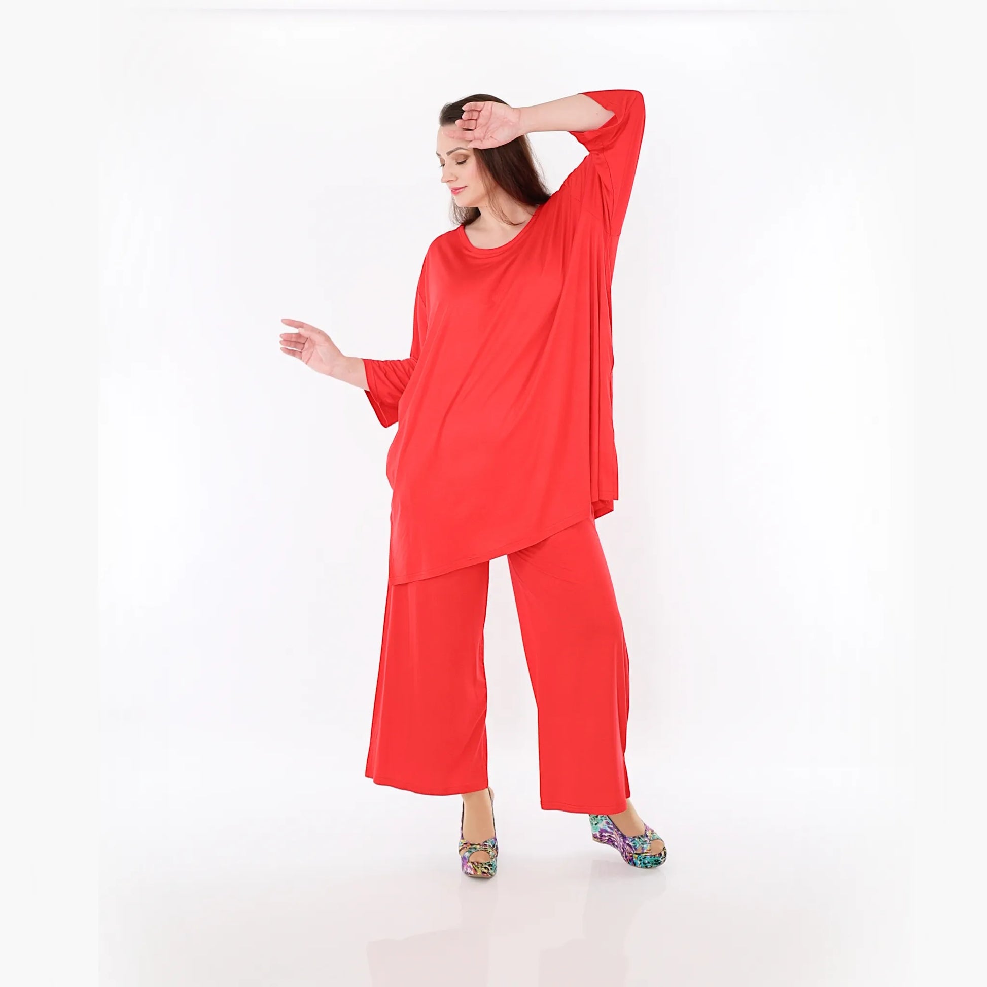  AKH Fashion Bigshirt in gerader Form, aus Viskose, 1233.07054, Rot, Ausgefallen, Zeitlos