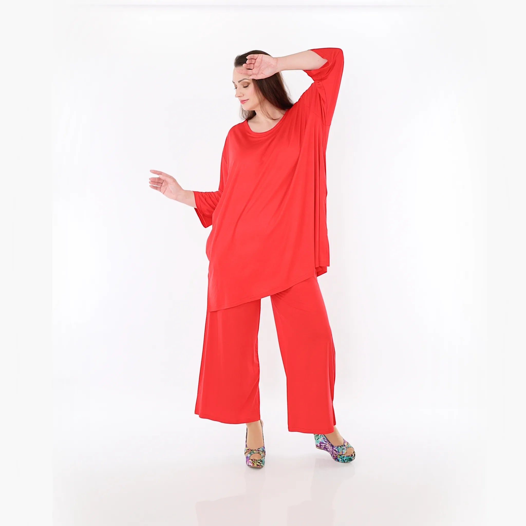  AKH Fashion Bigshirt in gerader Form, aus Viskose, 1233.07054, Rot, Ausgefallen, Zeitlos