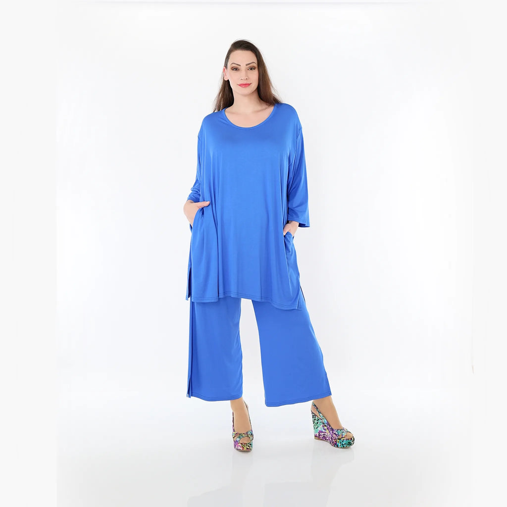  AKH Fashion Bigshirt in gerader Form, aus Viskose, 1233.07054, Royalblau, Ausgefallen, Schick