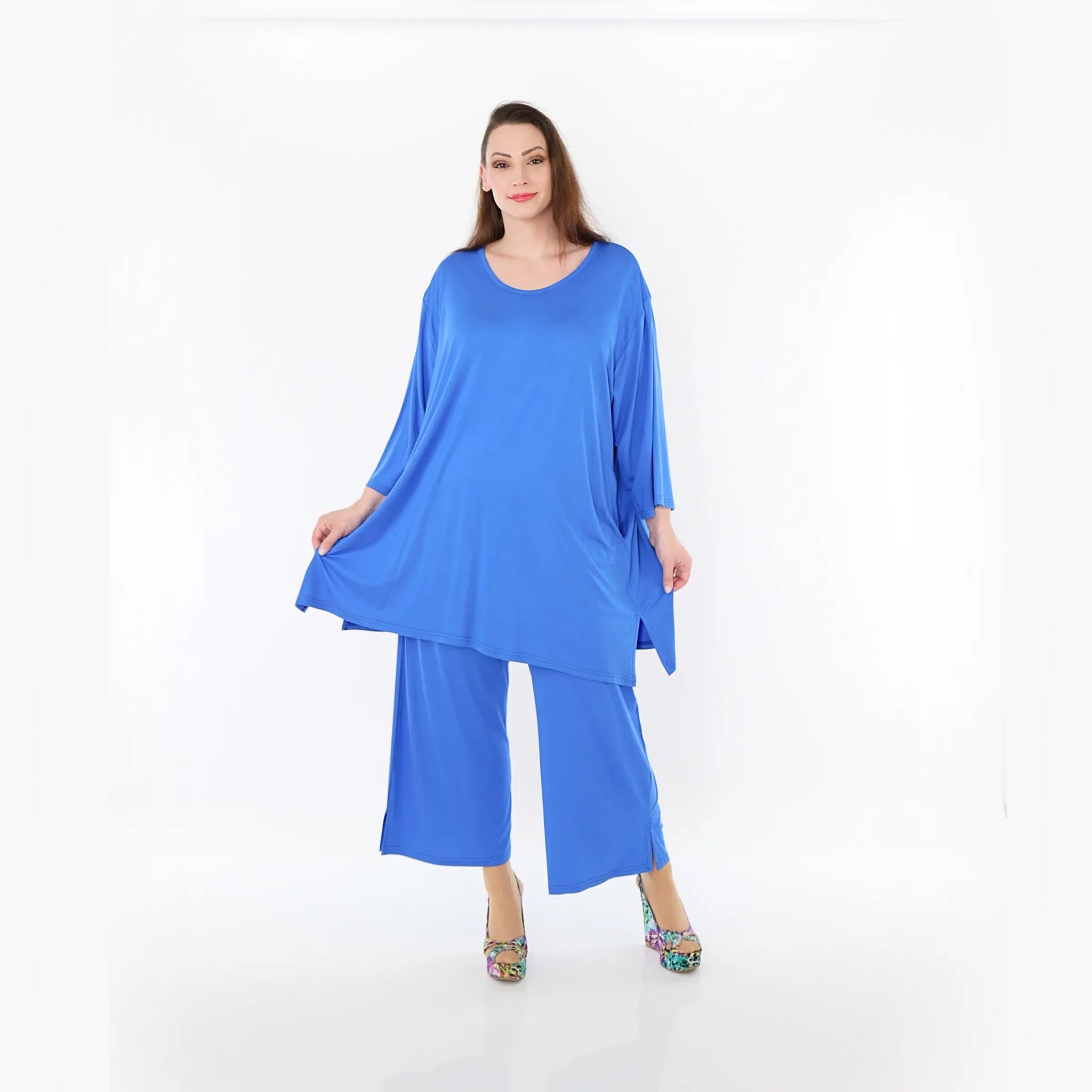  AKH Fashion Bigshirt in gerader Form, aus Viskose, 1233.07054, Royalblau, Ausgefallen, Schick