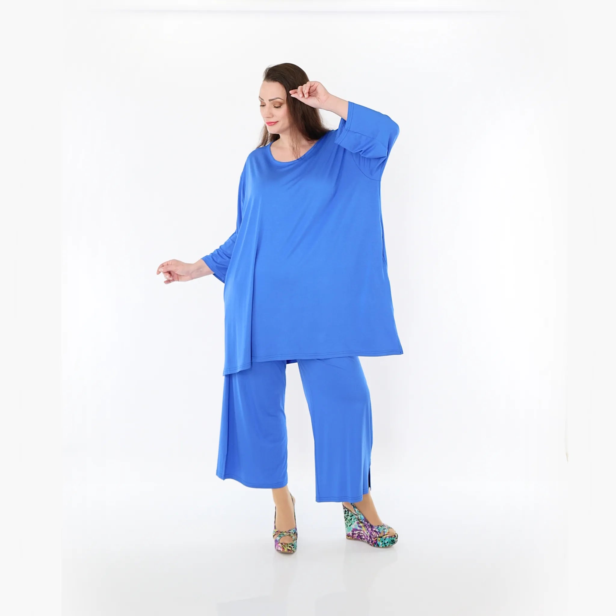  AKH Fashion Bigshirt in gerader Form, aus Viskose, 1233.07054, Royalblau, Ausgefallen, Schick