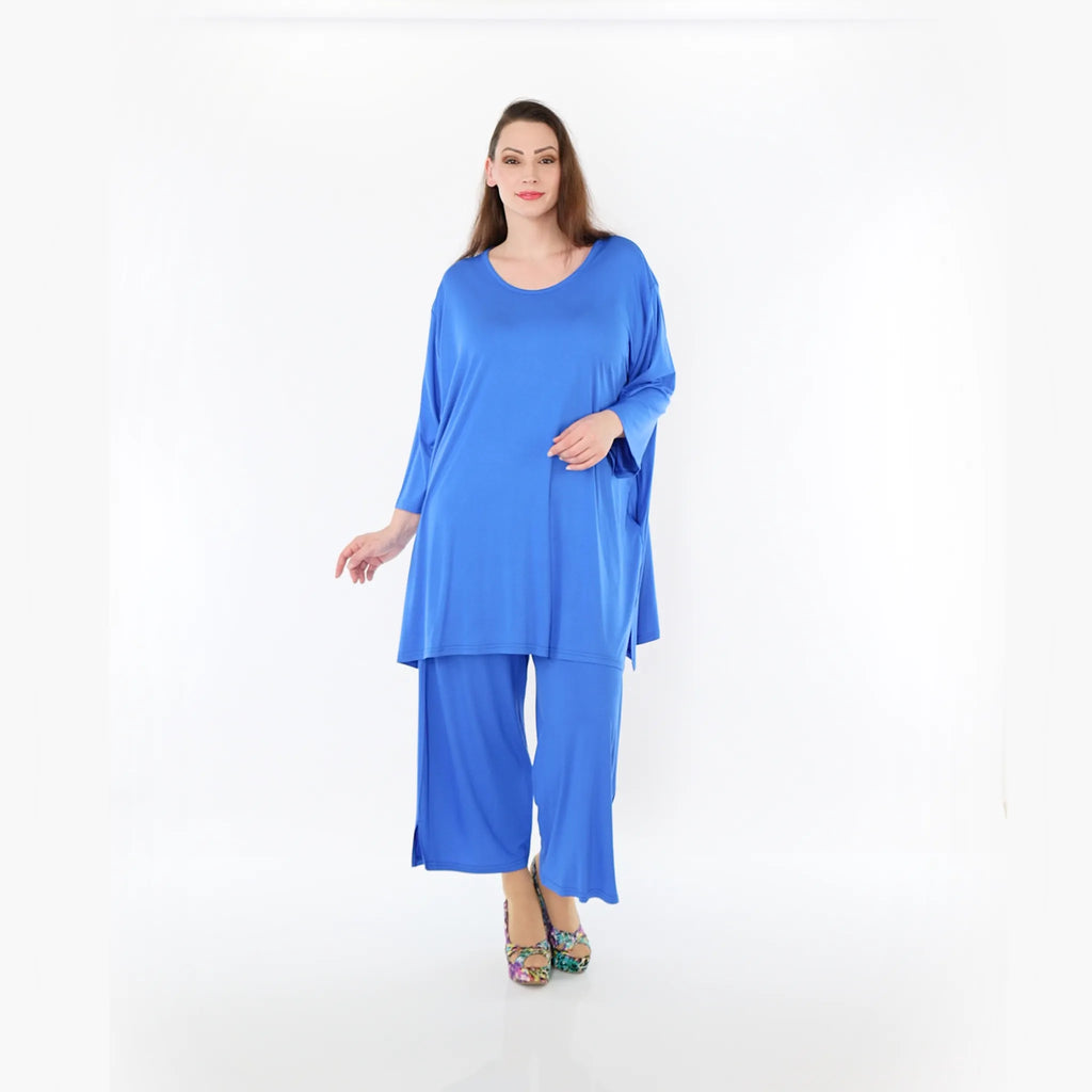 AKH Fashion Bigshirt in gerader Form, aus Viskose, 1233.07054, Royalblau, Ausgefallen, Schick
