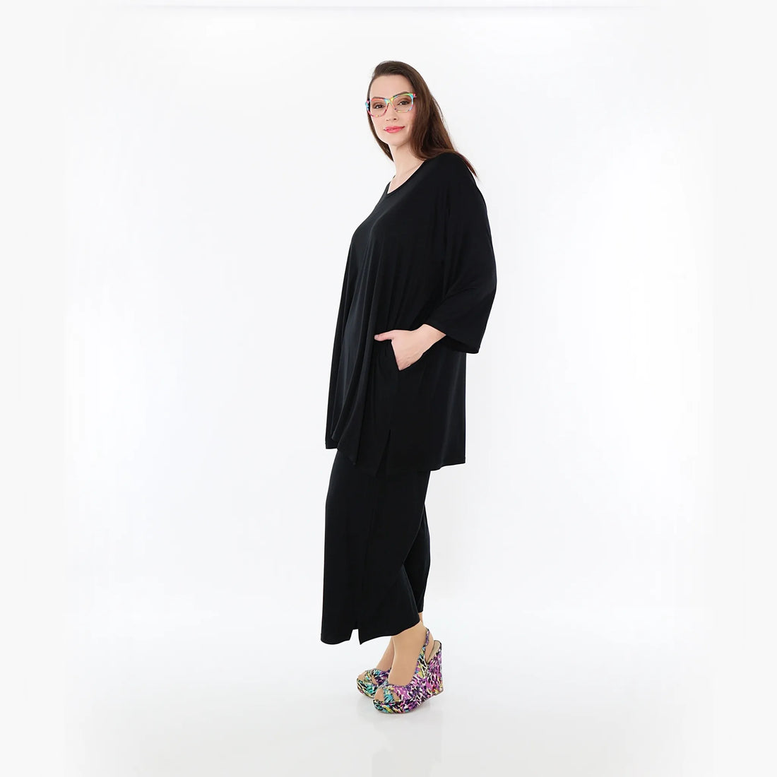  AKH Fashion Bigshirt in gerader Form, aus Viskose, 1233.07054, Schwarz, Ausgefallen, Zeitlos