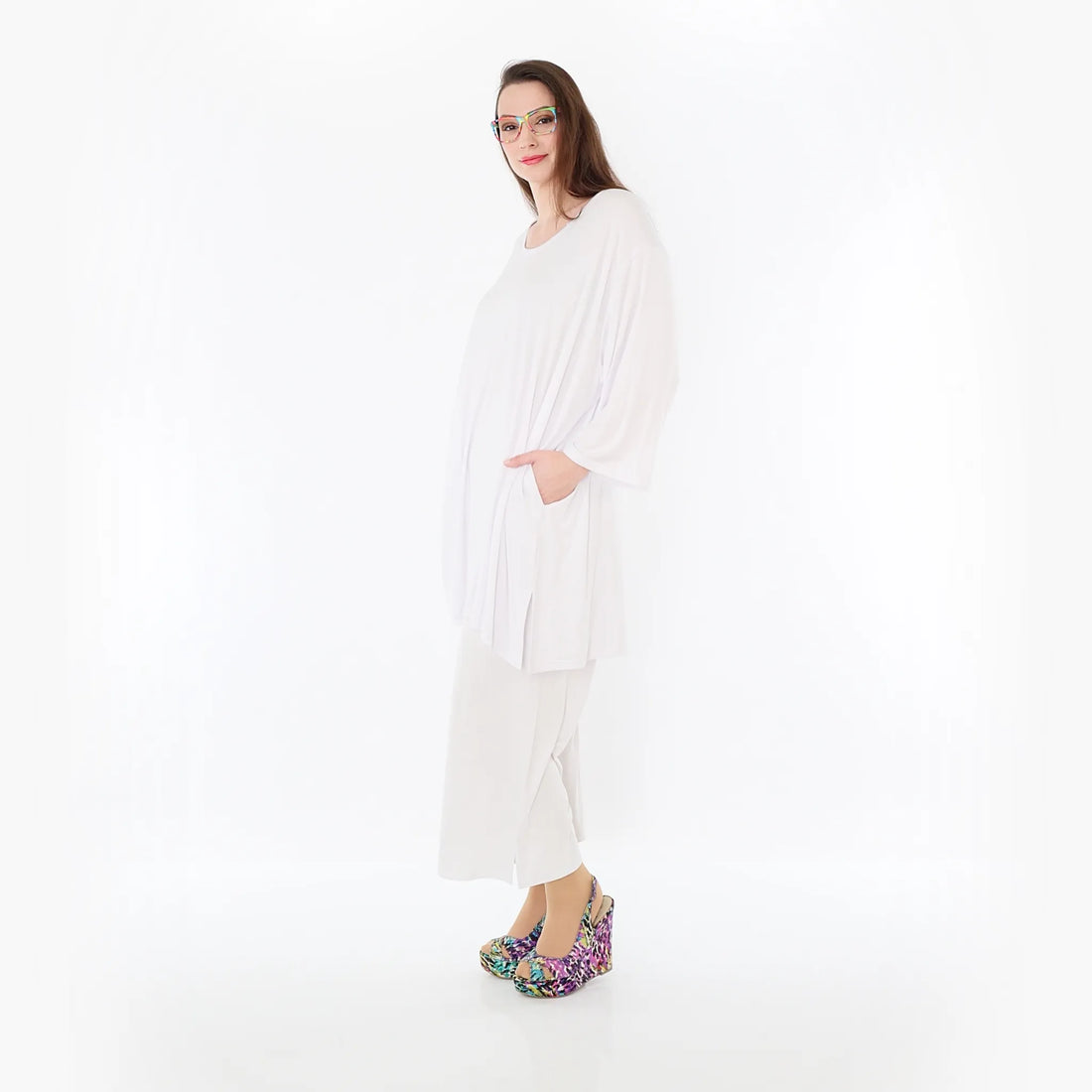  AKH Fashion Bigshirt in gerader Form, aus Viskose, 1233.07054, Weiß, Ausgefallen, Zeitlos