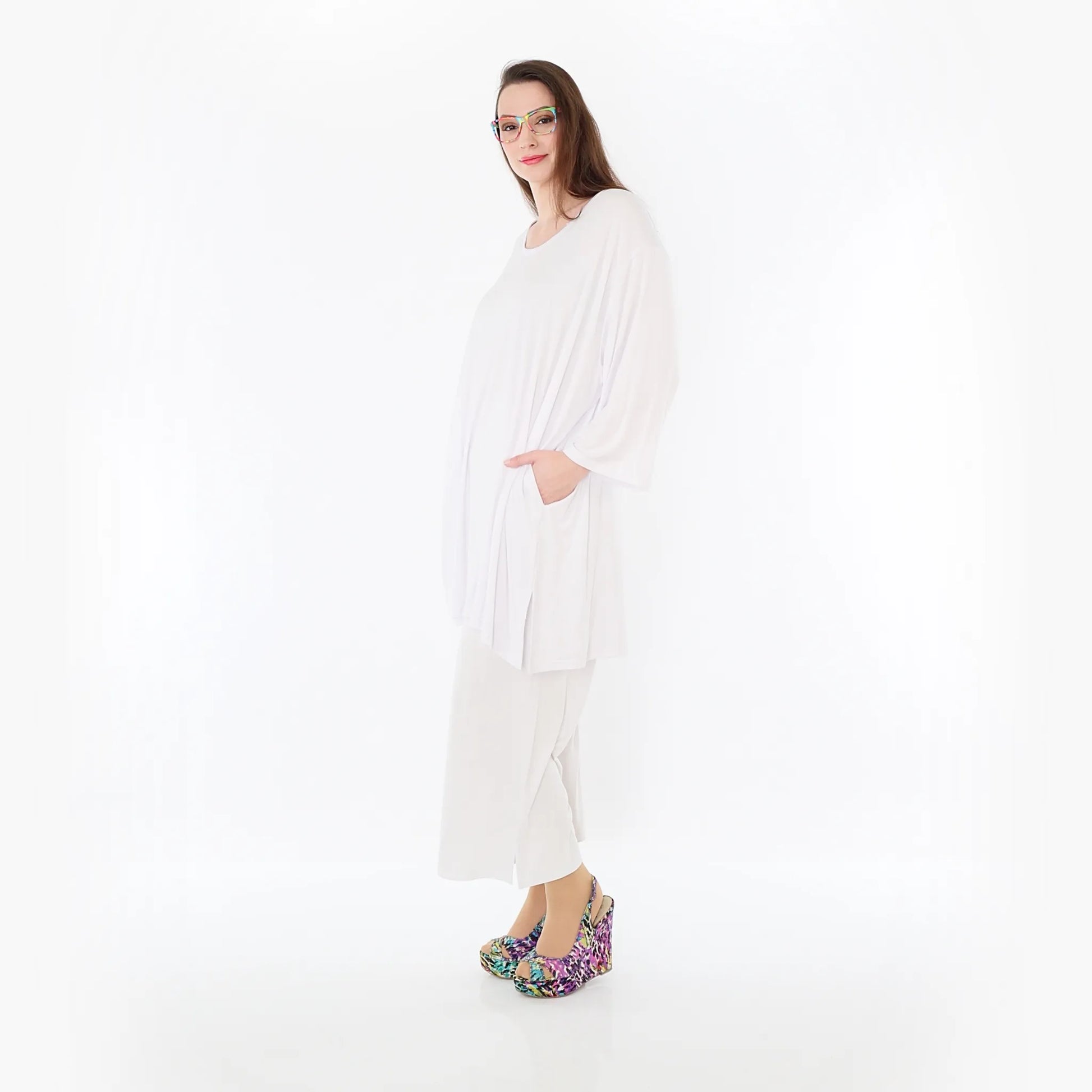  AKH Fashion Bigshirt in gerader Form, aus Viskose, 1233.07054, Weiß, Ausgefallen, Zeitlos