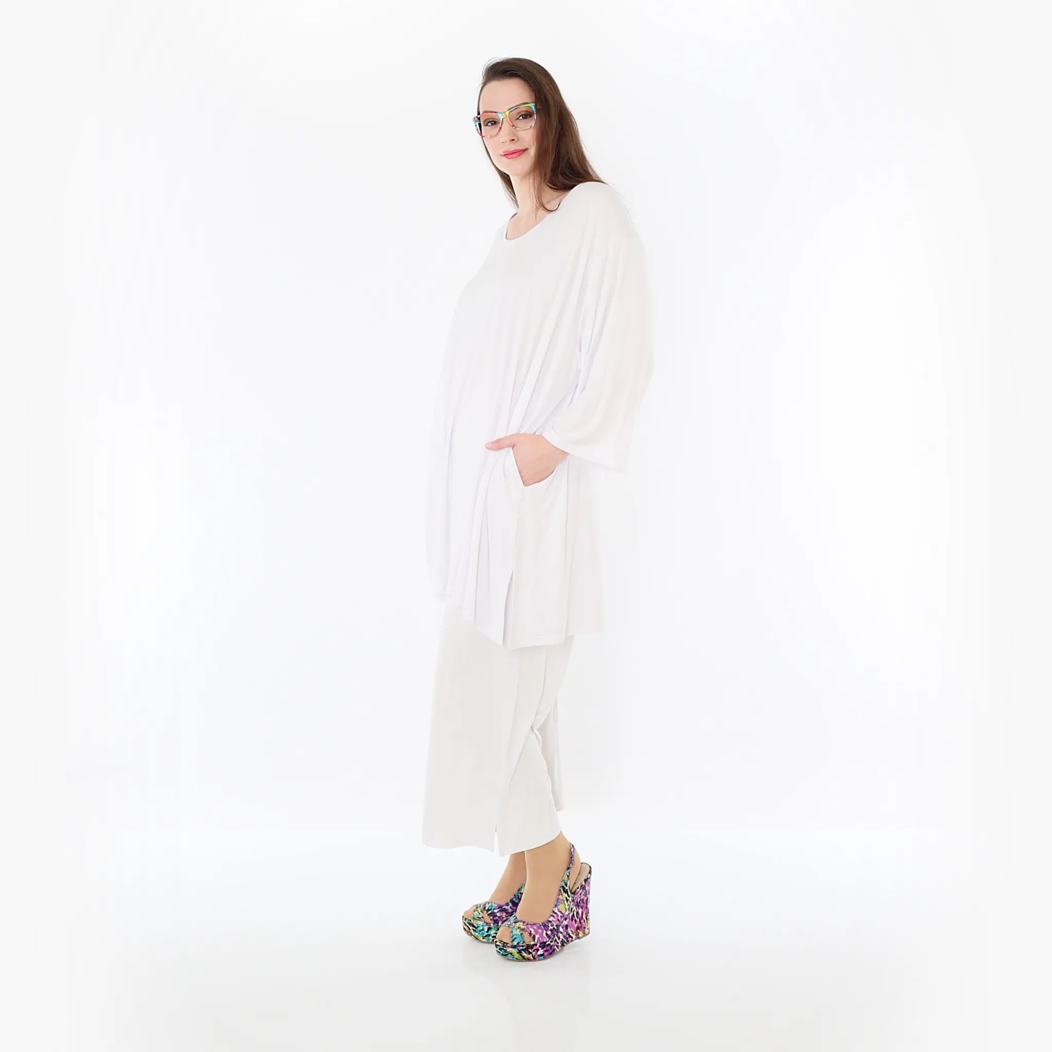  AKH Fashion Bigshirt in gerader Form, aus Viskose, 1233.07054, Weiß, Ausgefallen, Zeitlos