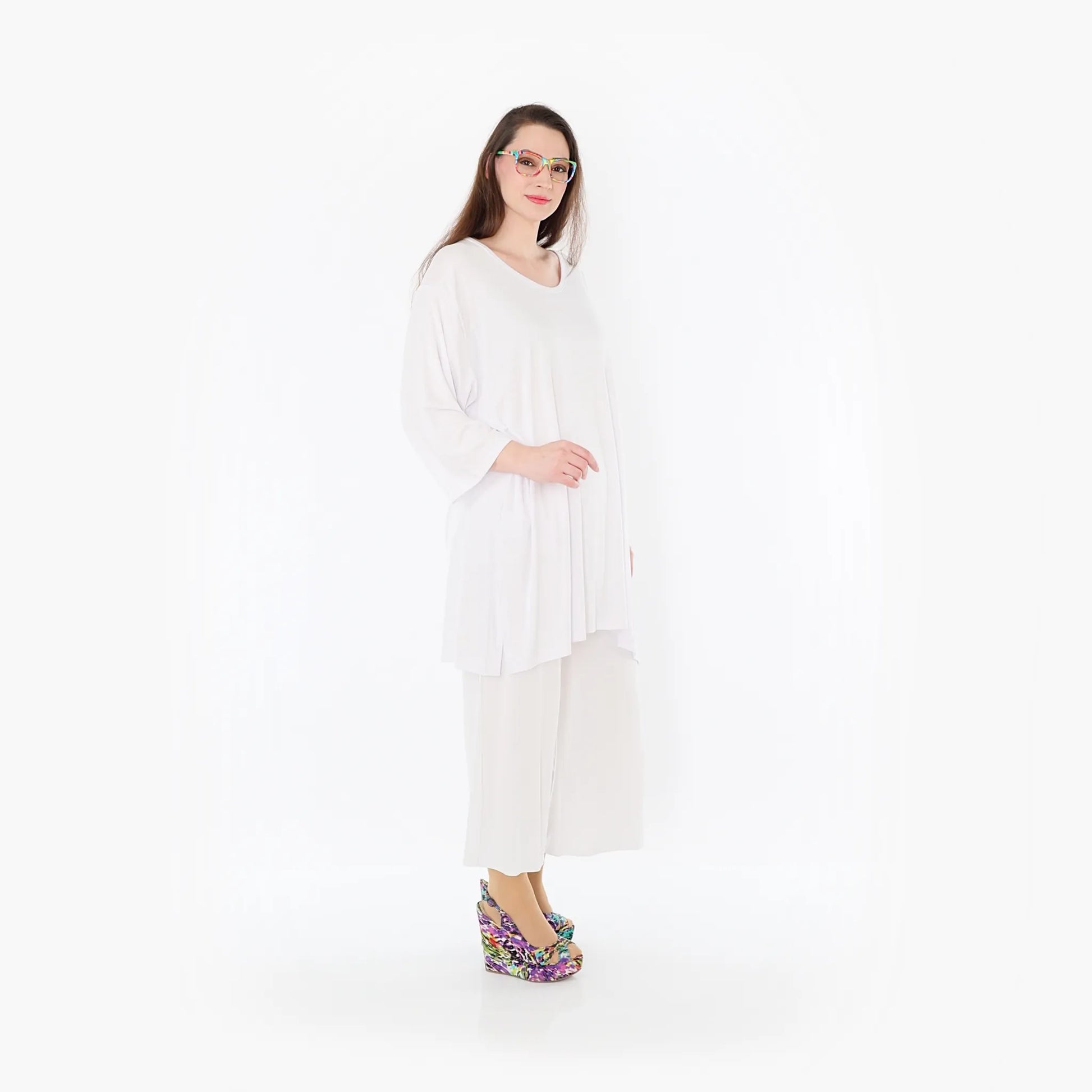  AKH Fashion Bigshirt in gerader Form, aus Viskose, 1233.07054, Weiß, Ausgefallen, Zeitlos