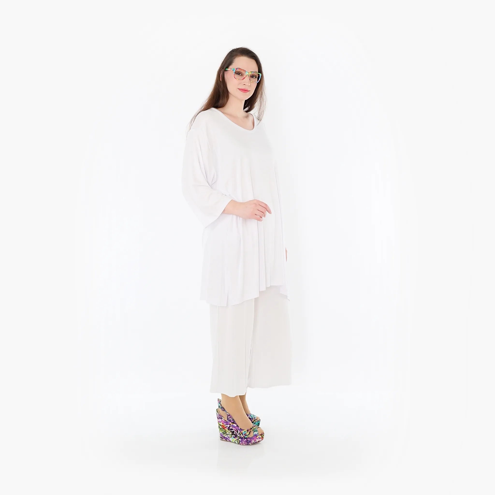  AKH Fashion Bigshirt in gerader Form, aus Viskose, 1233.07054, Weiß, Ausgefallen, Zeitlos