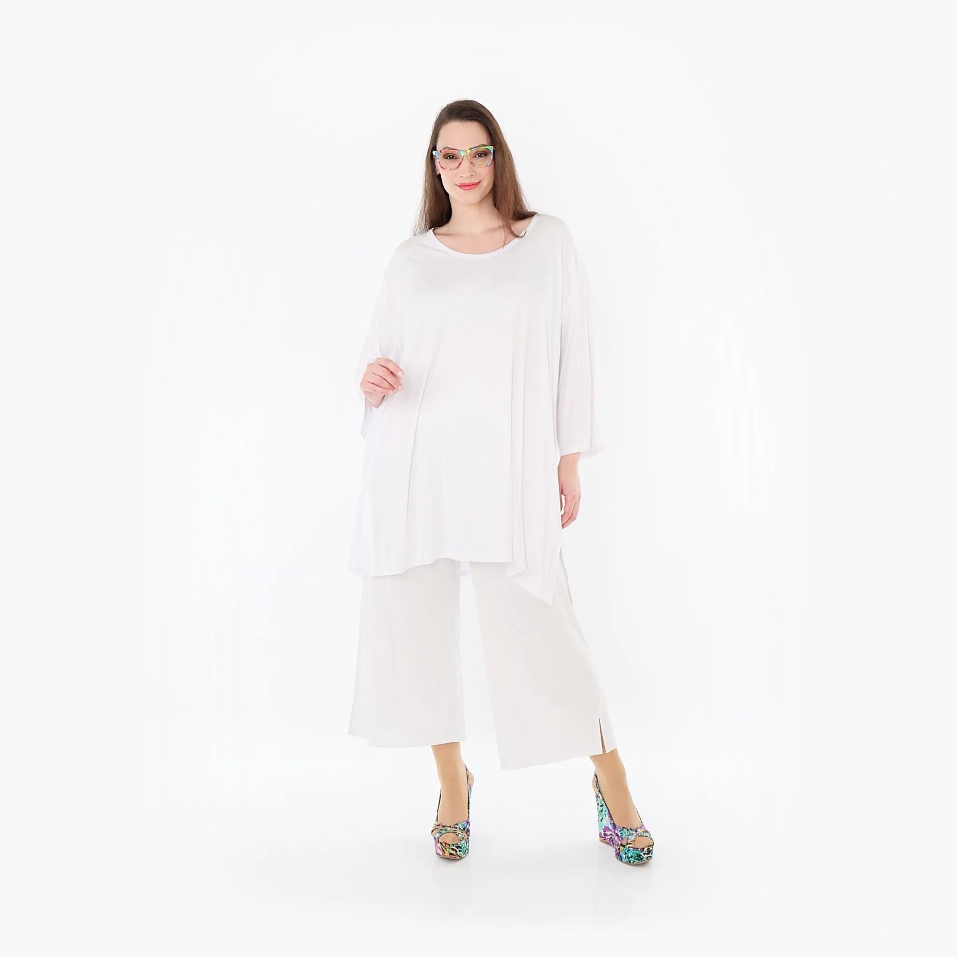  AKH Fashion Bigshirt in gerader Form, aus Viskose, 1233.07054, Weiß, Ausgefallen, Zeitlos