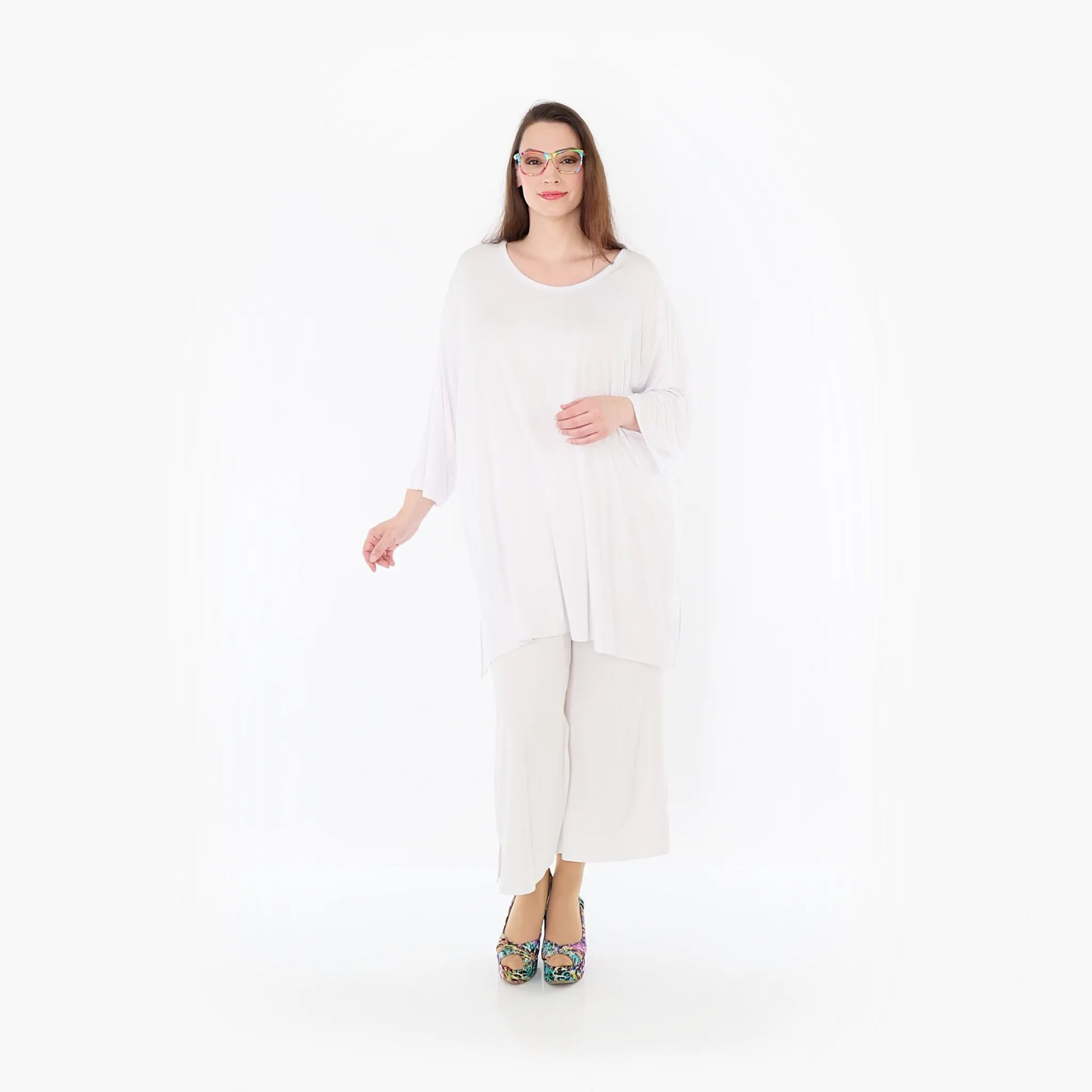  AKH Fashion Bigshirt in gerader Form, aus Viskose, 1233.07054, Weiß, Ausgefallen, Zeitlos