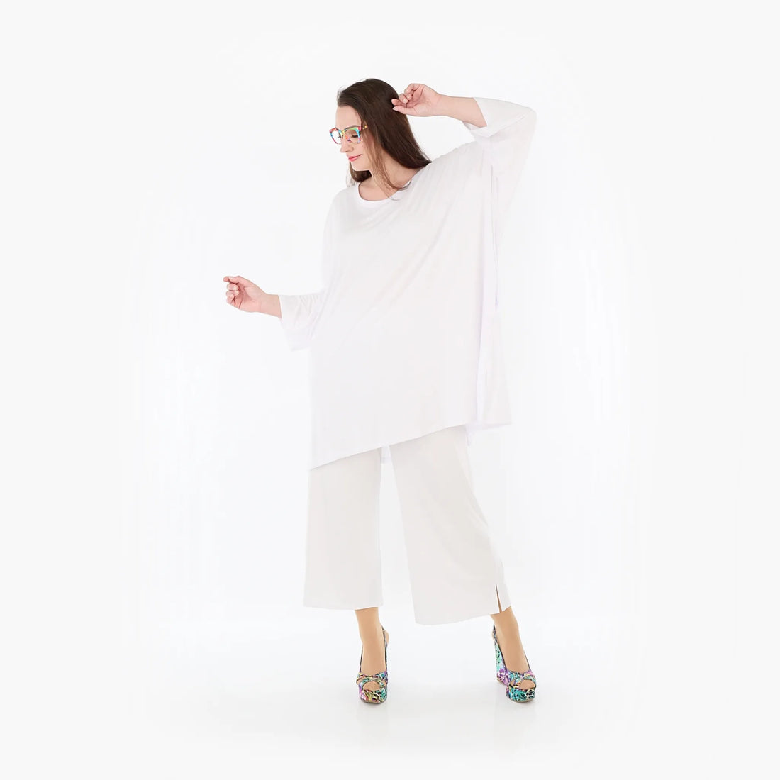  AKH Fashion Bigshirt in gerader Form, aus Viskose, 1233.07054, Weiß, Ausgefallen, Zeitlos