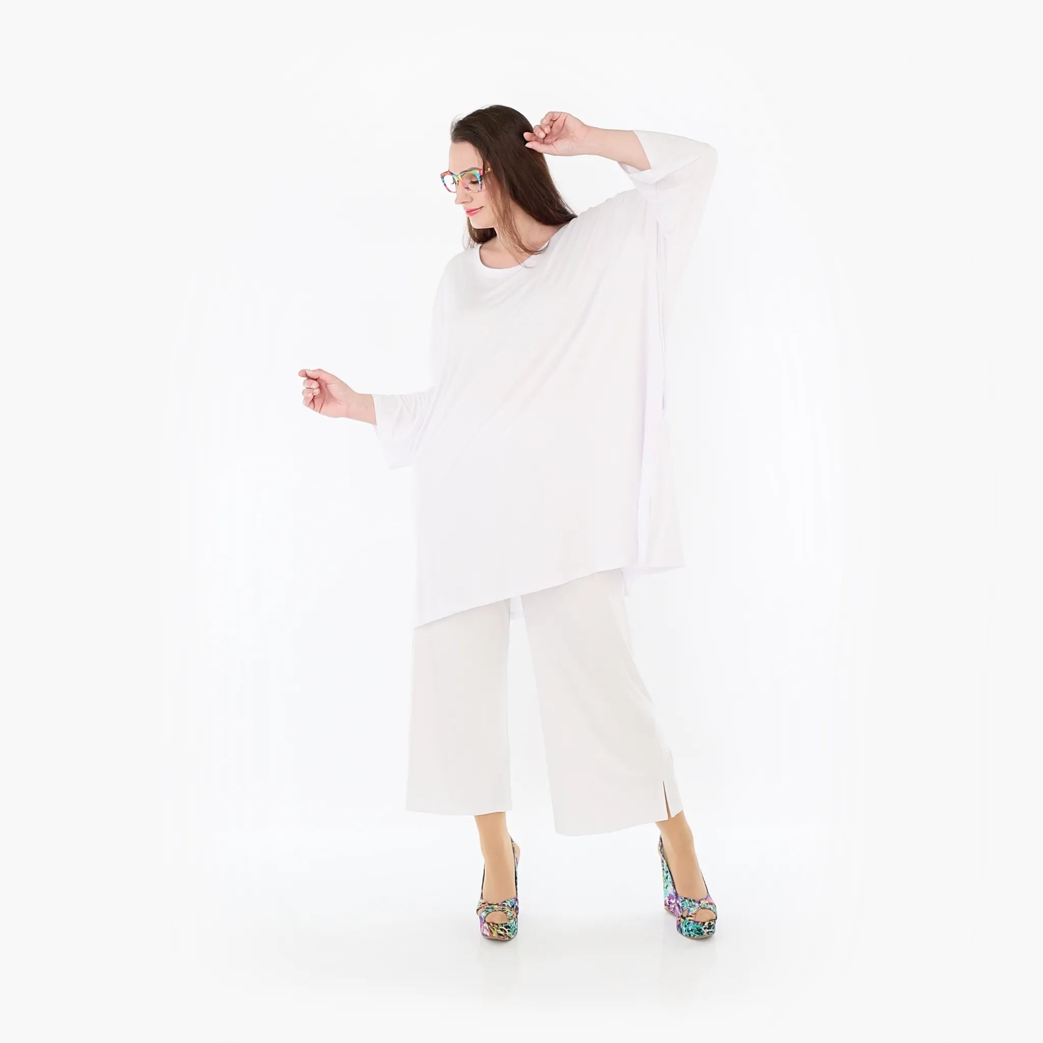  AKH Fashion Bigshirt in gerader Form, aus Viskose, 1233.07054, Weiß, Ausgefallen, Zeitlos