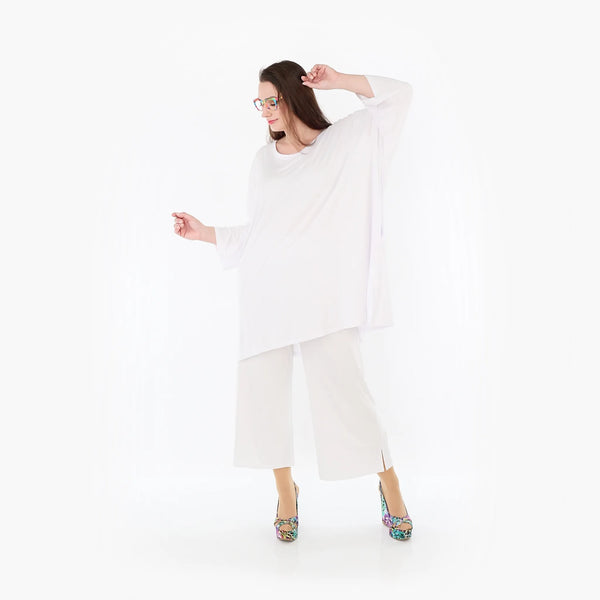 AKH Fashion Bigshirt in gerader Form, aus Viskose, 1233.07054, Weiß, Ausgefallen, Zeitlos