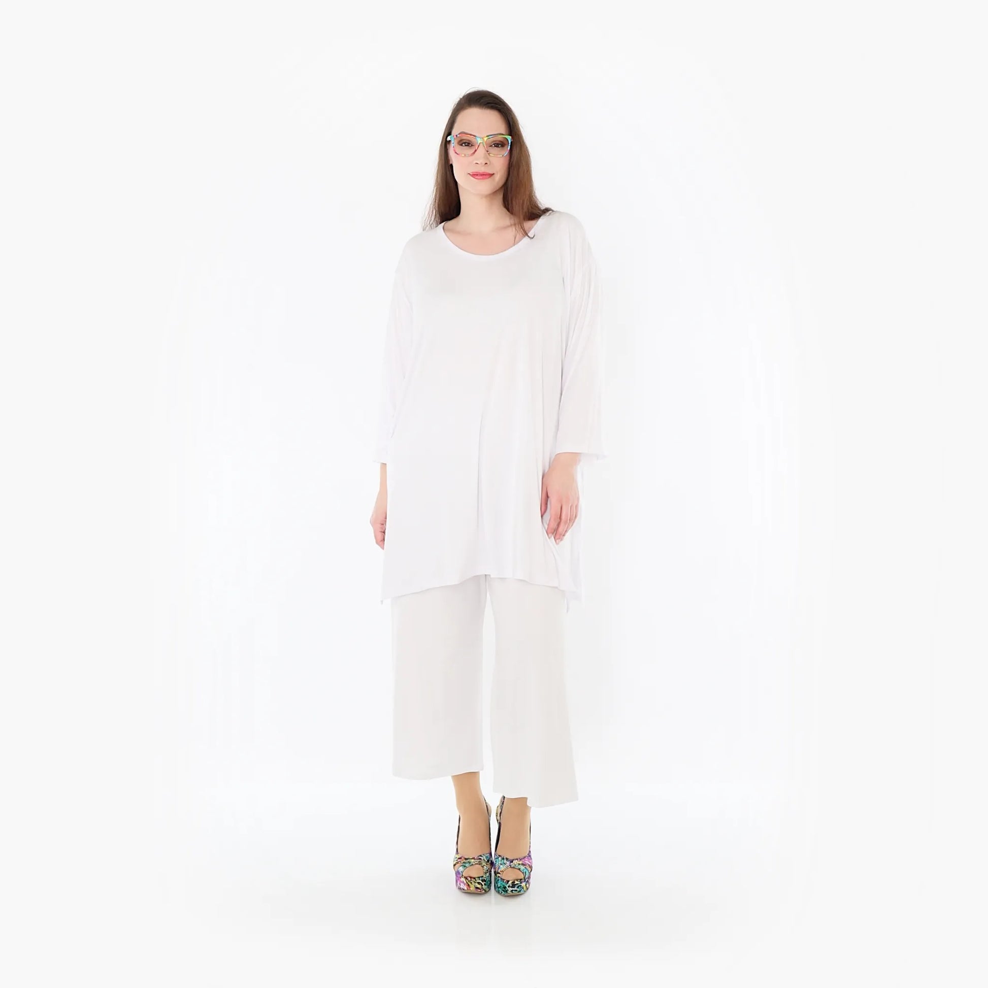 AKH Fashion Bigshirt in gerader Form, aus Viskose, 1233.07054, Weiß, Ausgefallen, Zeitlos