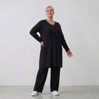 Elegante schwarze Jacke aus weichem Viskosejersey mit schmeichelndem Schnitt Knopfleiste