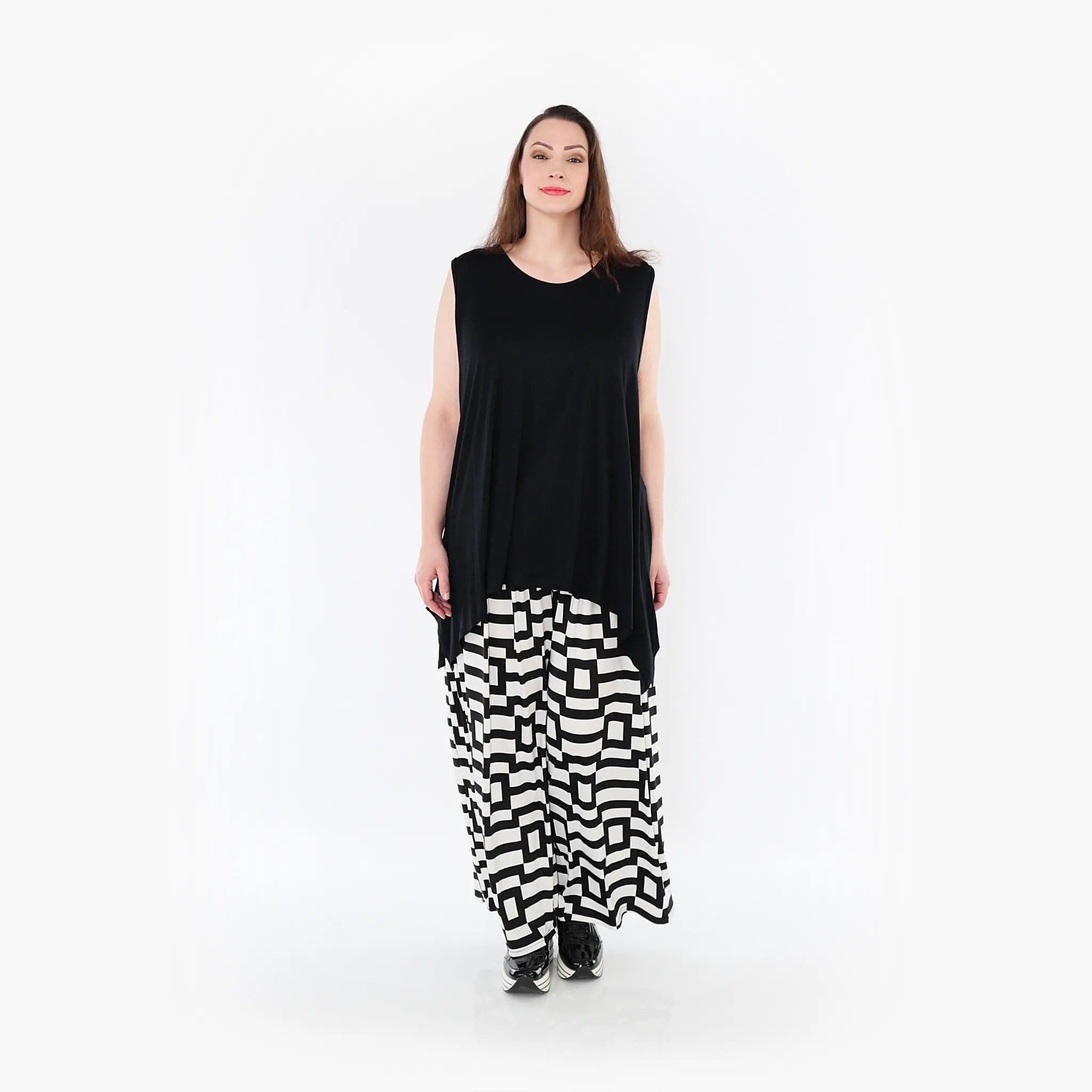  Marlene Hose von AKH Fashion aus Materialmix, 1314.06720, Weiß/Schwarz, Kariert, Schick