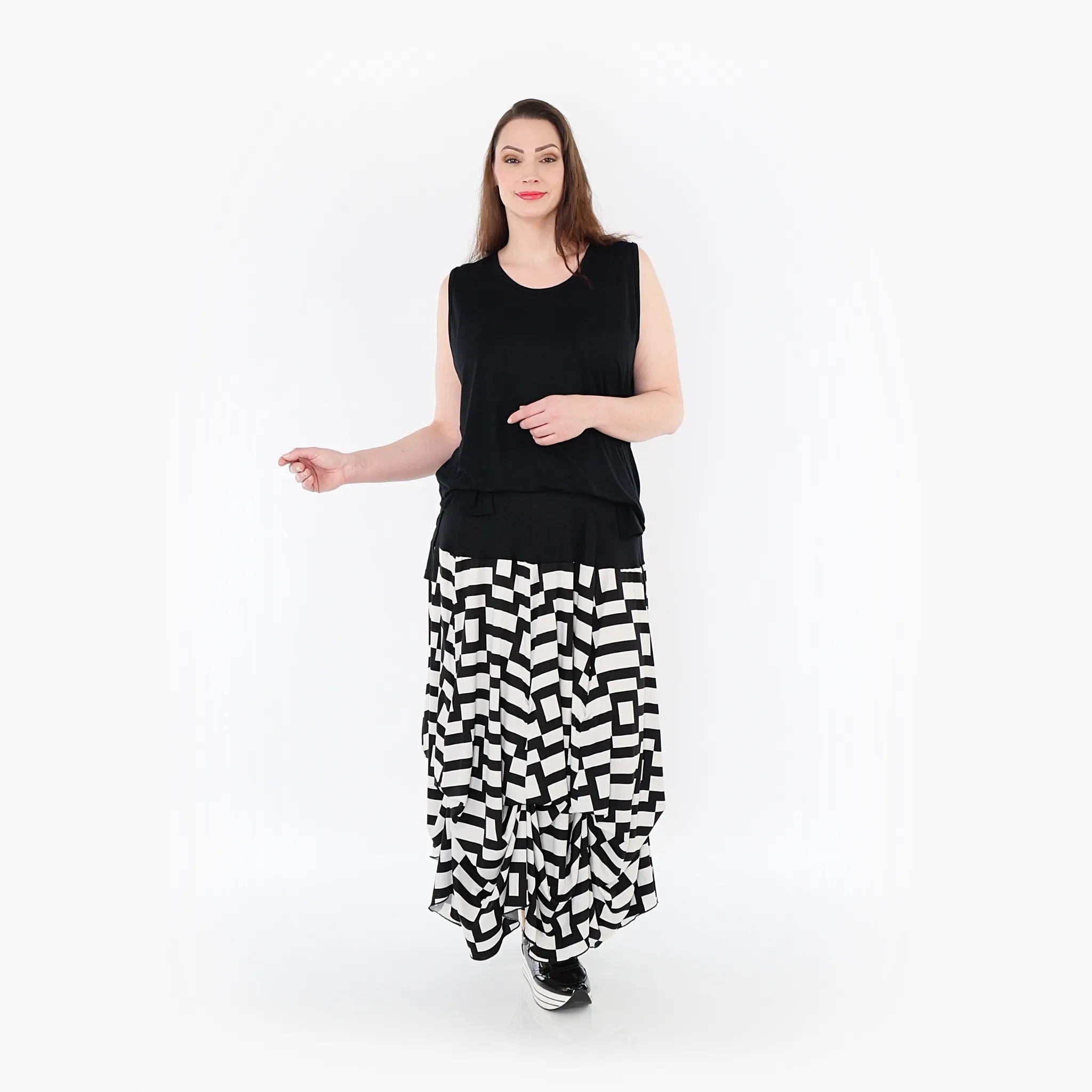  Ballonrock von AKH Fashion aus Materialmix, 1314.07559, Weiß/Schwarz, Kariert, Schick
