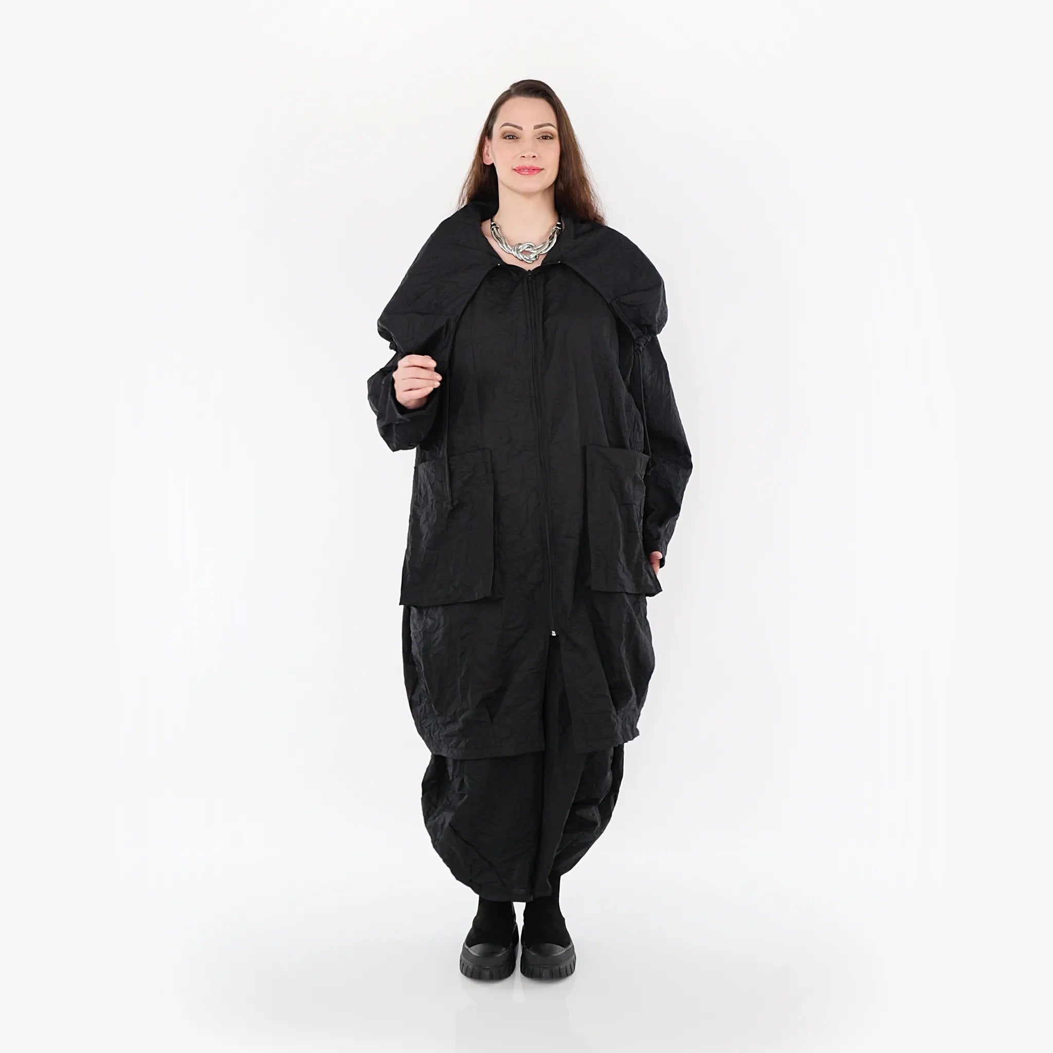  A-Form Mantel von AKH Fashion aus Materialmix, 1372.01417, Schwarz, Schick, Modern, Bequem