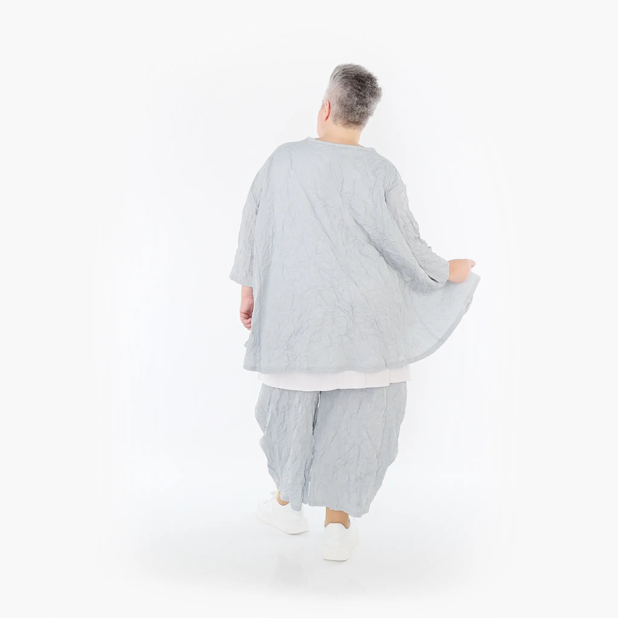  A-Form Bigshirt von AKH Fashion aus Materialmix, 1372.00593, Hellgrau, Ausgefallen, Zeitlos