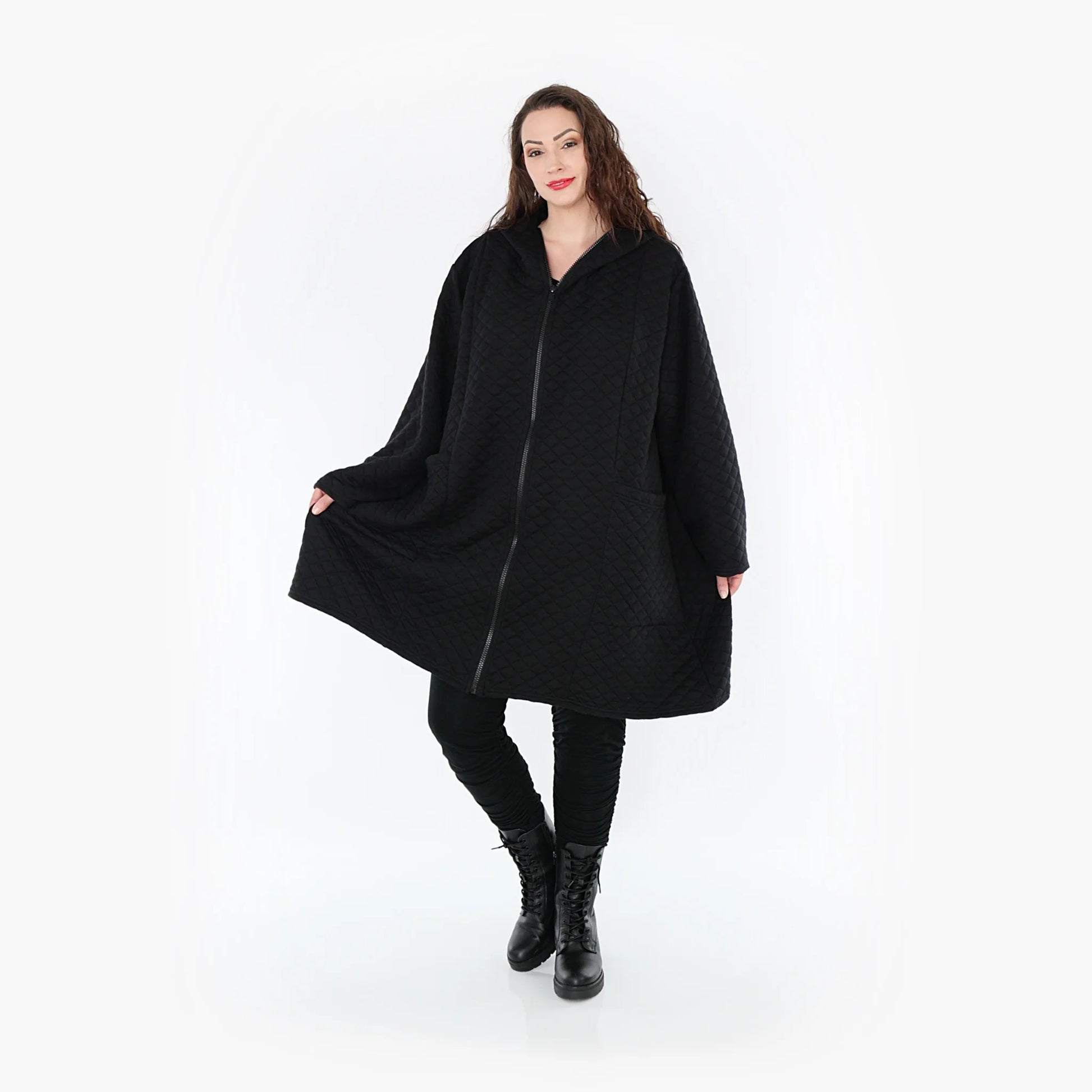  A-Form Jacke von AKH Fashion aus Materialmix, 1394.06909, Schwarz, Schick, Modern, Bequem