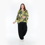  AKH Fashion Bigshirt in kastiger Form, aus Viskose, 1396.03019, Senf-Olive-Schwarz, Grafik