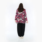  AKH Fashion Shirt in Glocken-Form, aus Viskose, 1397.01892, Fuchsia-Schwarz-Creme, Aztec