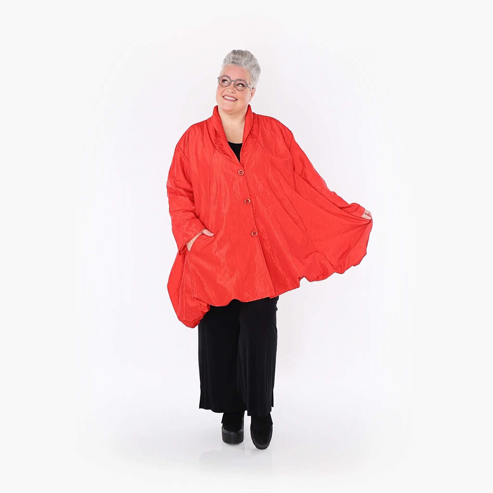  A-Form Jacke von AKH Fashion aus Polyester, 1404.07015, Rot, Schick, Modern, Bequem
